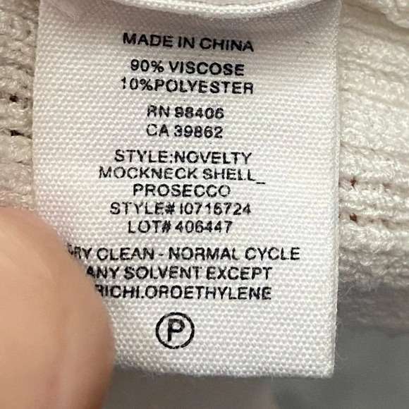 Theory Cream Novelty Mock Neck Prosecco Pointelle Shell Top 21701 - Picture 4 of 8